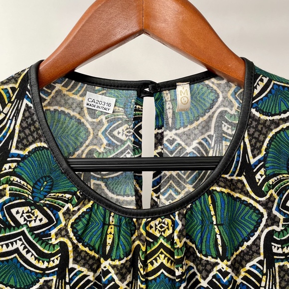 African Inspired Peacock Print Tunic Wool Blend Made In Italy, Size S - Picture 4 of 11